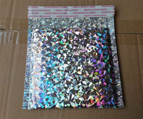 Shiny Holographic Bubble Envelopes Express Packing Holographic Poly