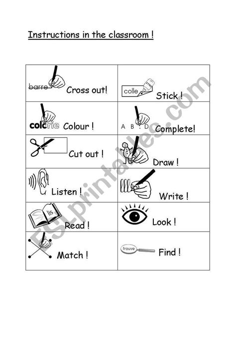 Instructions In The Classroom Esl Worksheet By Lytebe Classroom