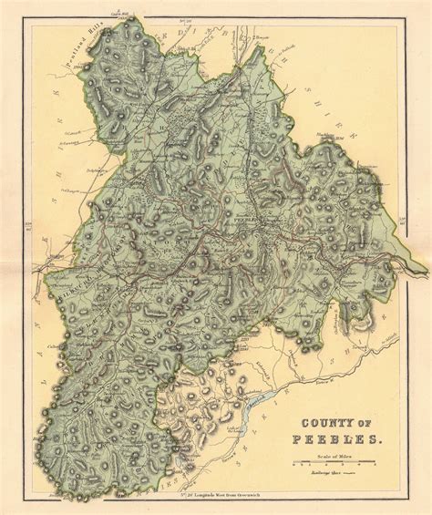 Peeblesshire Antique County Map Parishes Scotland Lizars 1895 Old