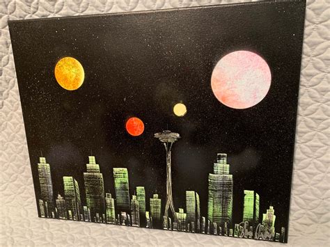 Spray Painting With The Space Needle Etsy