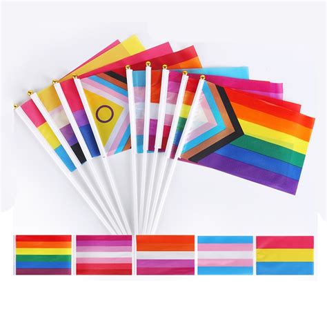 14x21cm Rainbow Flag With Flagpole Rainbow Gay Lesbian Homosexual