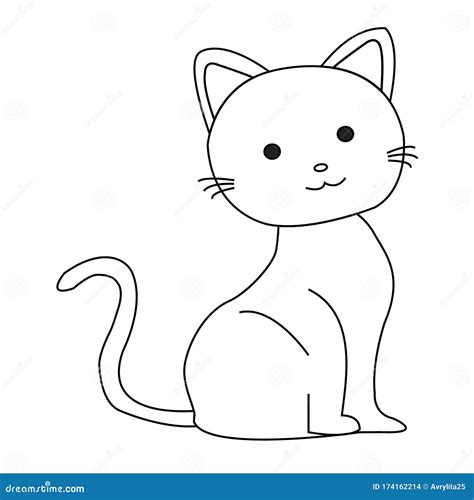 Cute Cartoon Cat Outline Vector Stock Vector Illustration Of Layer