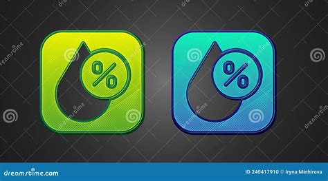 Green And Blue Water Drop Percentage Icon Isolated On Black Background