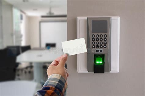 Electronic Key Card And Finger Scan Access Control System Stock Photo
