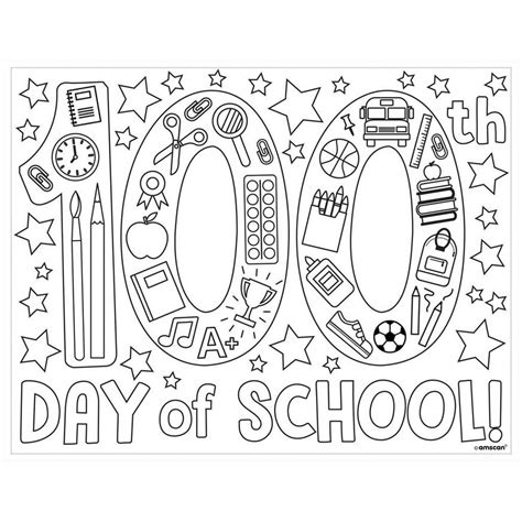 100 Days Of School Coloring Pages 11in X 85in 36ct Party City