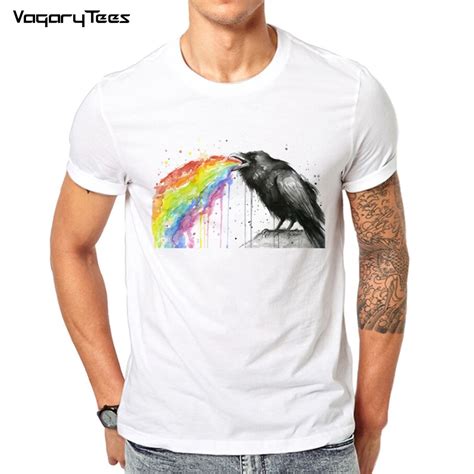 Camiseta Divertida Para Hombres Camisa De Manga Corta Con Estampado De Arcoíris Y Arcoíris A