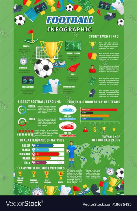 Football Or Soccer Sport Game Infographic Design Vector Image