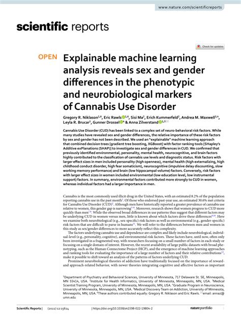 Pdf Explainable Machine Learning Analysis Reveals Sex And Gender Differences In The Phenotypic