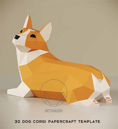 3d Dog Corgi Free Papercraft Template Free Download