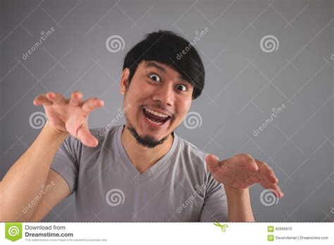 Asian Man Is Making Funny Scary Face Stock Photo Image Of People