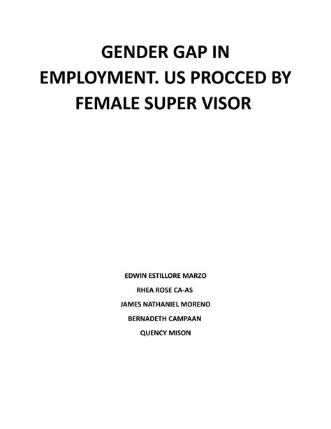Gender Gap In Employment Pr 1 Gender Gap In Employment Us Procced By Female Super Visor Edwin