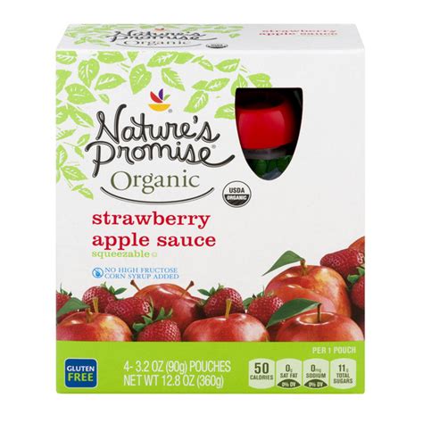 Save On Natures Promise Organic Apple Sauce Strawberry Squeezable 4