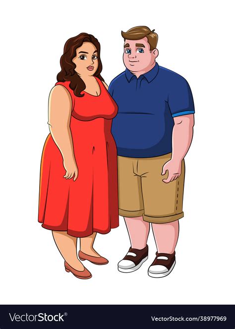 Fat Couple Man And Woman Royalty Free Vector Image