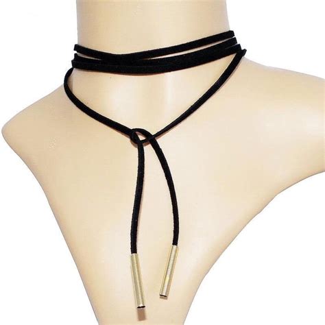 Aliexpress Com Buy Long Black Leather Rope Choker Necklace Gothic