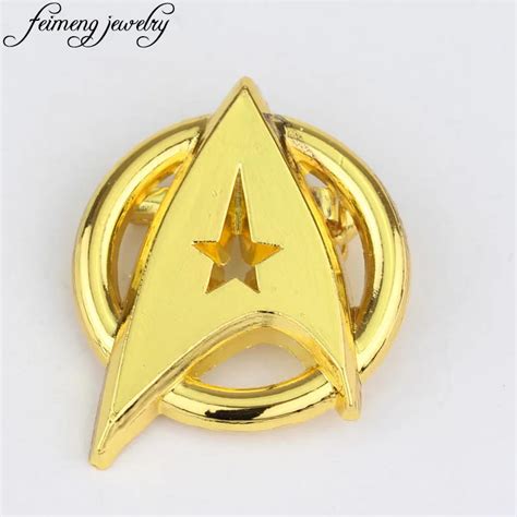 Popular Movie Star Trek Brooch Golden Pins Star Trek Costume Lapel Pin Brooches For Women And