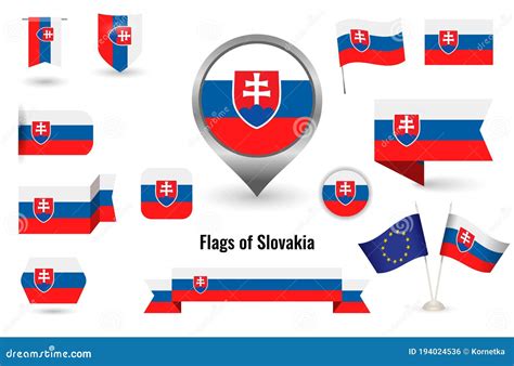 The Flag Of Slovakia Big Set Of Icons And Symbols Stock Vector