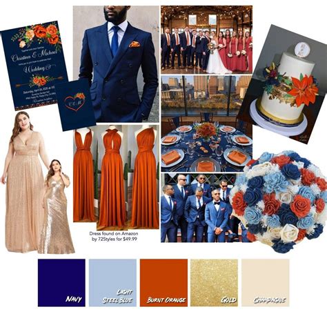 Navy & Burnt Orange Color Pallette in 2021 | Orange purple wedding ...
