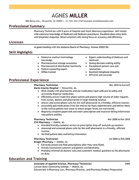 Download our curriculum vitae (cv) templates & examples for free! Best Pharmacy Technician Resume Example | LiveCareer