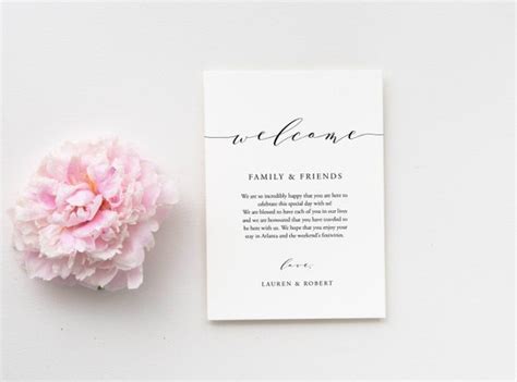Modern Welcome Wedding Note Template Elegant Welcome Card Etsy