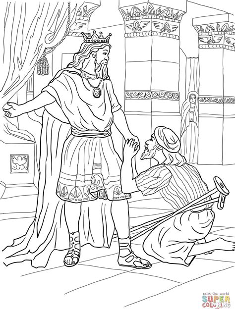 David bible crafts and bible games for children including david and goliath, david and jonathan, dvaid helps king saul puppet, david hides from king saul, and you are a sun and shield coloring sheet, psalm 84:11. David Helps Mephibosheth | Super Coloring | Ministry ideas ...