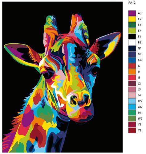 Pop Art Animals Painting Diy Paint By Number Kit Painting Etsy