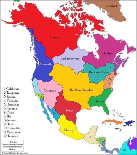 My Alternate Map Of North America Largely Based On River Basins And