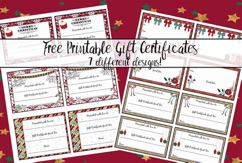 Printable certificates and award templates. FREE Printable Christmas Gift Certificates: 7 Designs ...