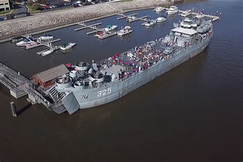 Drone View: WWII Landing Ship on Display in Bettendorf