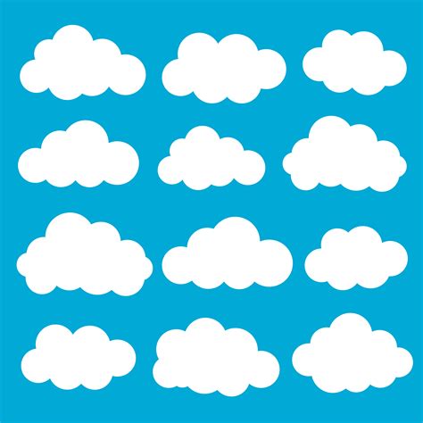Cloud Vector Icon Set White Color On Blue Background 570817 Vector Art