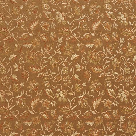 Cashew Beige And Brown Small Floral Leaf Damask Upholstery Fabric