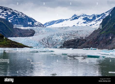 Mendenhall Glacier In Juneau Icefield Near Juneau Alaska Stock Photo