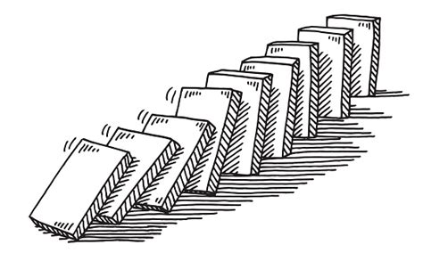 Domino Effect Drawing Stock Illustration Download Image