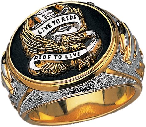 Sterling Silver Harley Davidson Mens Live To Ride Ring