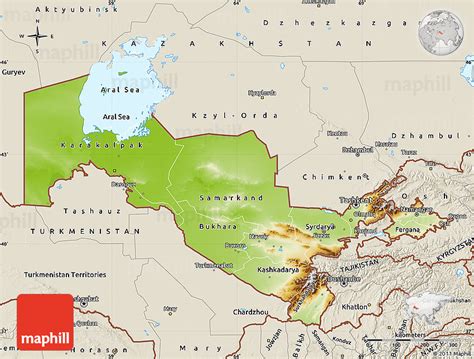 Physical Map Of Uzbekistan Shaded Relief Outside