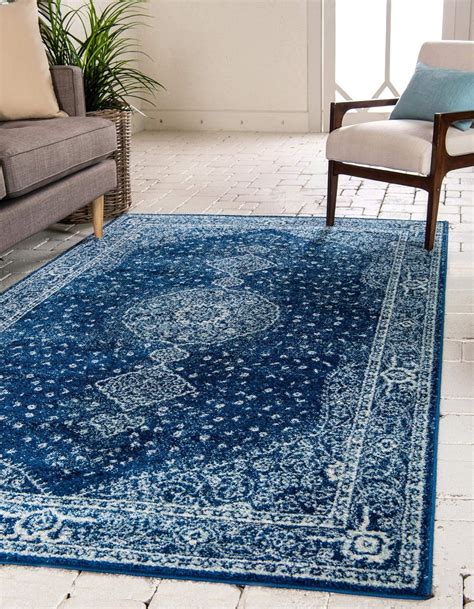 Dover Collection Rug 5 X 8 Navy Blue Low Pile