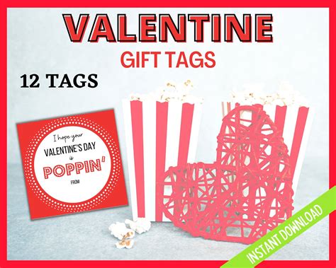 Valentines Day Pop It Favor Tags Valentines Day Poppin T Tags