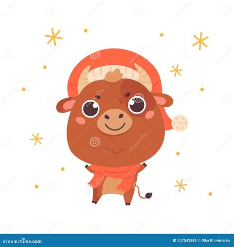 Cute Cartoon Ox On A White Background Stock Vector Illustration Of