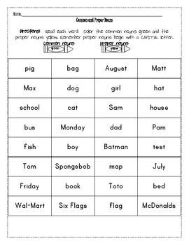 Common and proper nouns chart. Common Nouns and Proper Nouns Worksheets