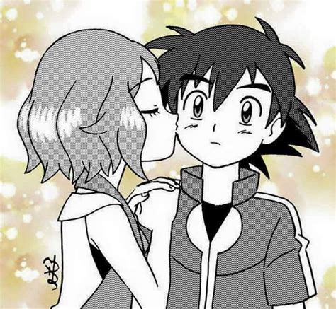 Sweet Kiss Pokemon Ash And Serena Ash Pokemon Anime