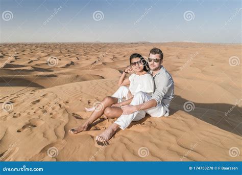 Dubai Dessert Sand Dunes Couple On Dubai Desert Safariunited Arab