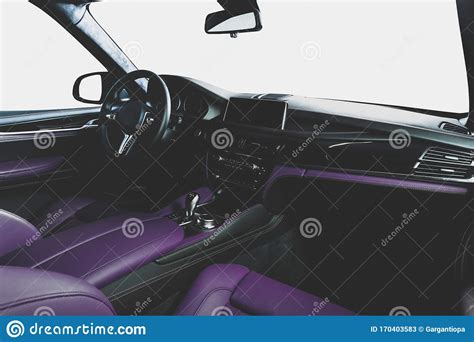 Purple Leather Luxury Car Inside Interior Stock Image Image Of