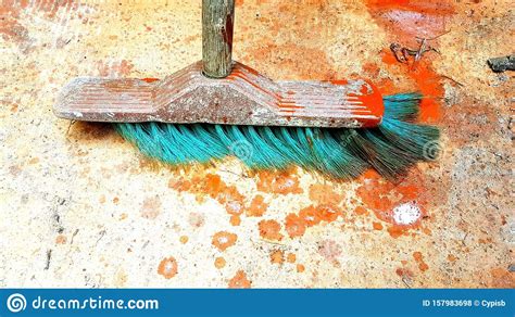 Old Broom Dirty In Paint Home Renovation Stock Photo Image Of Dirty