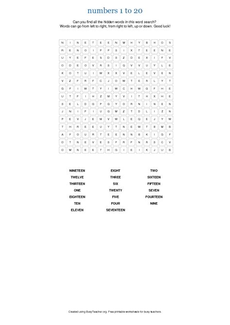 Printable Numbered List Printable Word Searches Images