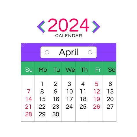 Gambar Kalender Bulan 2024 April Ungu Sederhana Dua Ribu Dua Puluh