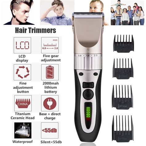Cord Cordless Waterproof Lcd Display Hair Clippers Electric Hair