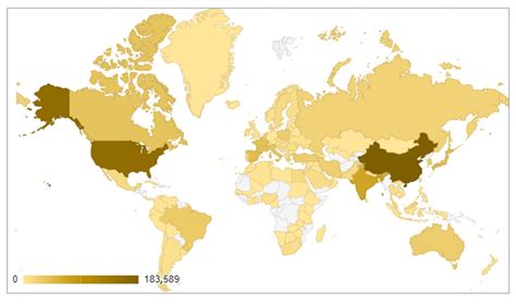 Global Map Representing The Total Number Of Publications Represented By