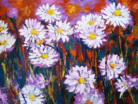 Daisy Painting Floral Original Art Dasies Flower Wall Art Etsy