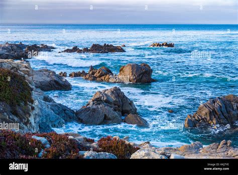 Seascape Of Monterey Bay At Sunset In Pacific Grove California Usa