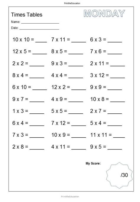 Printable Mixed Multiplying Daily Practice Worksheets With Answer Key