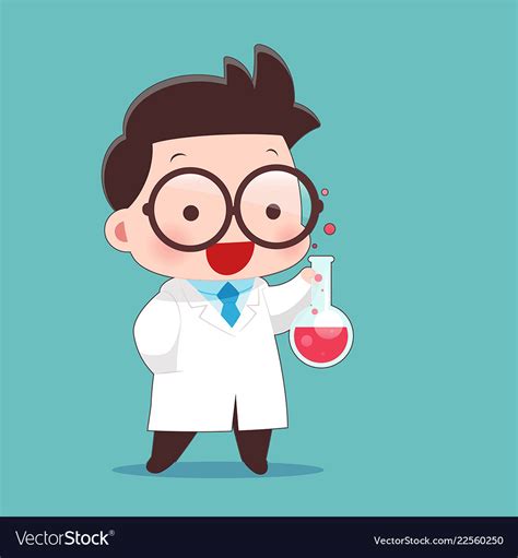 Cartoon Scientist With Test Tube And Science Vector Image